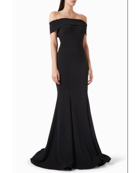 Off-shoulder mermaid gown in crepe