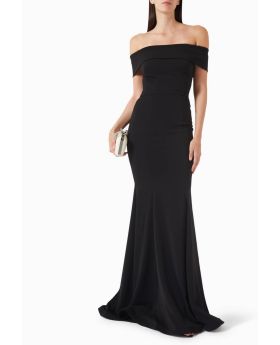 Off-shoulder mermaid gown in crepe